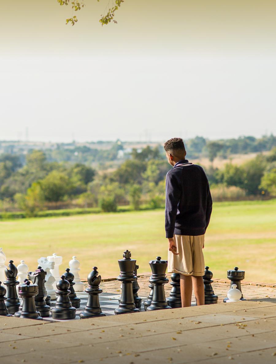 Student playing chess